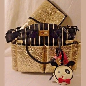 Betsey johnson diaper bag with changing mat in gold clearance